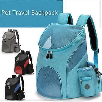 Outdoor Pet Travel Double Backpack Foldable Cat And Dog Pet Box Pet Supplies Travel Fashion Pet Carrying Front Bag greyL