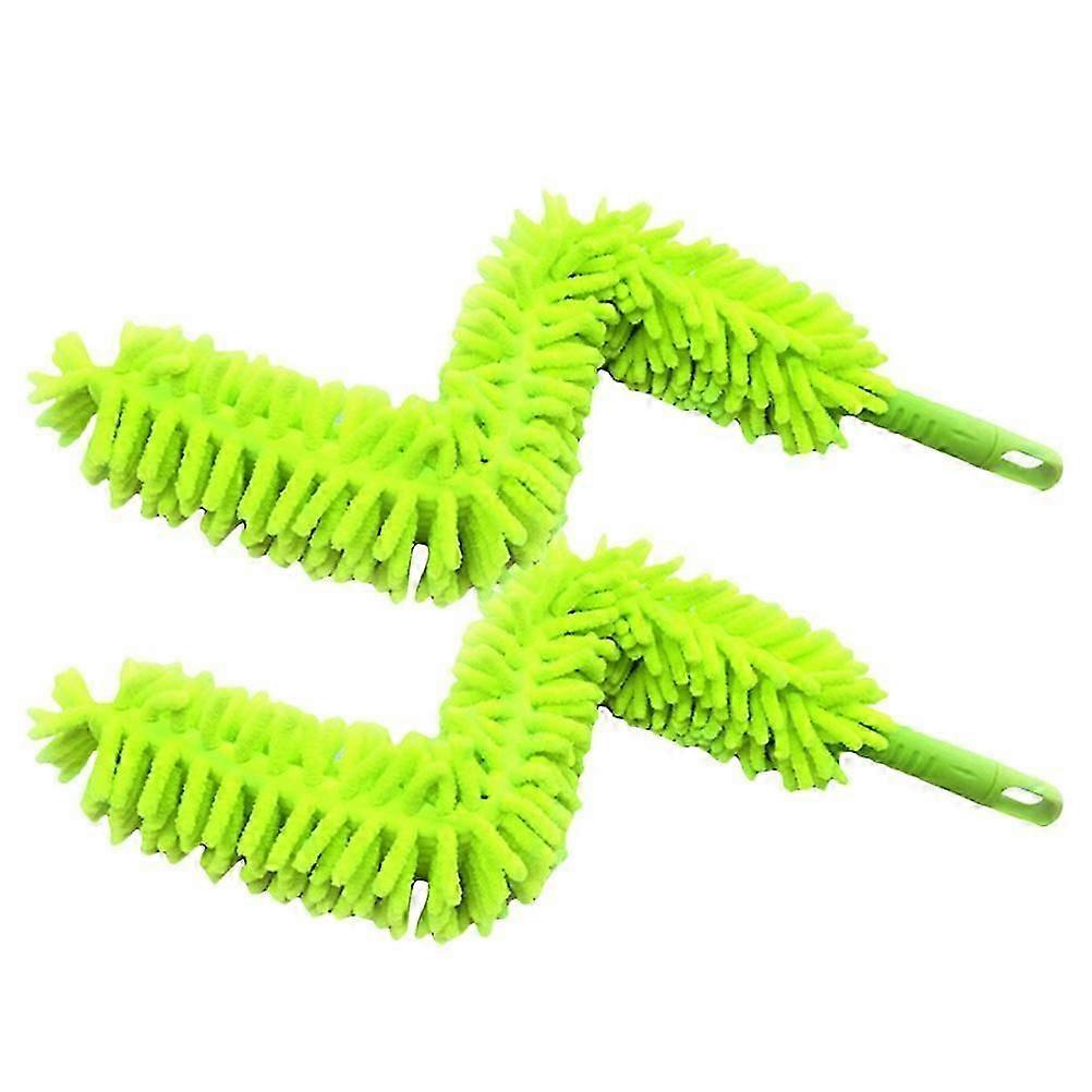 Chenille Duster for Cleaning Use 2Pcs Microfiber with Bendable Head Light Green