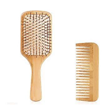 Haarbürste - Natürliche Holzbambus Entwirrung Paddelbürste und Kammset Umweltfreundliche Haarbürste für Frauen, Männer und Kinder dünne lange lockige Haartypen und Masse