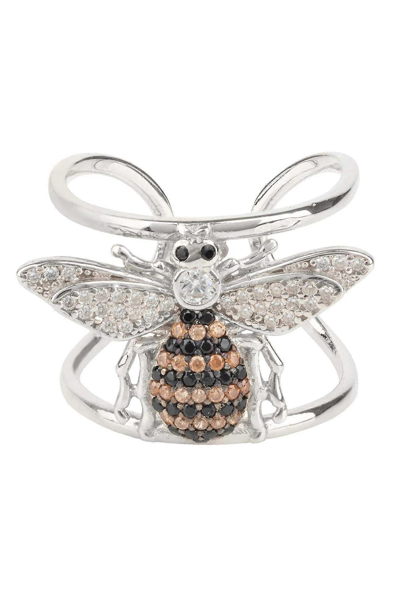 Honey Bee Cocktail Ring Adjustable Silver for Women