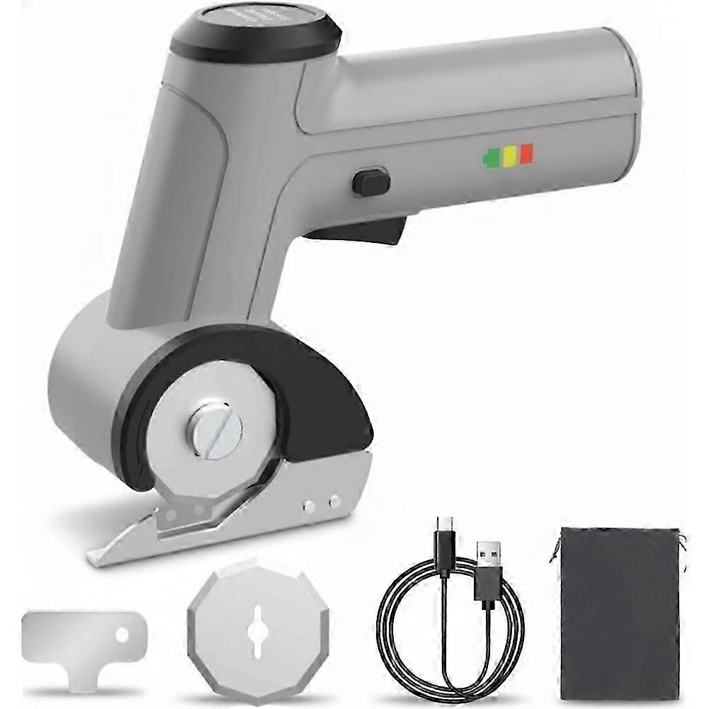 4V Cordless Electric Scissors, Max Cut 1/4" for Cardboard Box/Thin Carpet/Plastic, Includes Storage Case & USB Cable