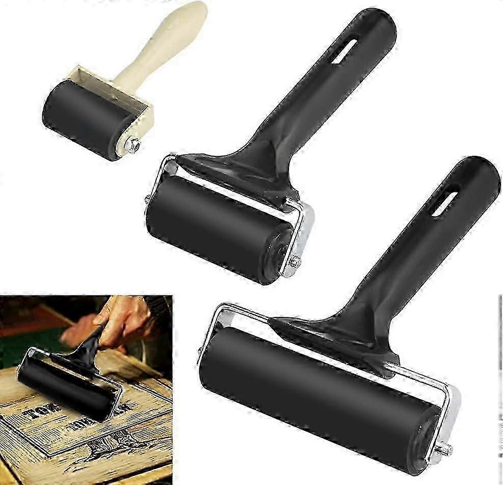 3.5cm 6cm 10cm Rubber Paint Rollers 3 Pieces Rubber Roller Kit