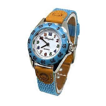 Boys Girls Quartz Watch Kids Children's Fabric Strap Student Time Clock Wristwatch (Sky Blue)