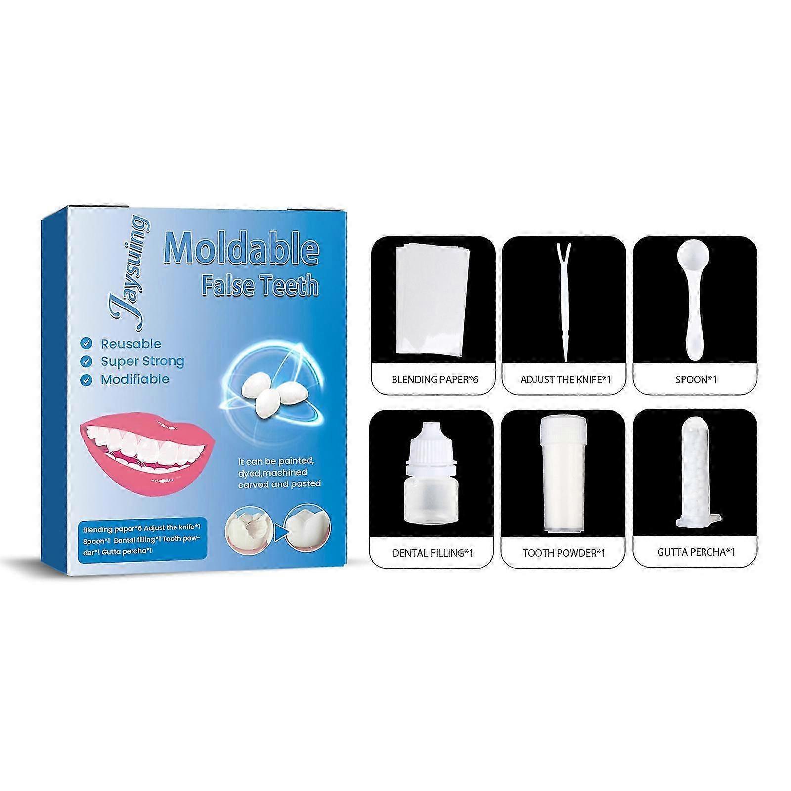 Temporary Tooth Repair Kit False Teeth Solid Glue Denture for Missing Broken Teeth Moldable Tooth Filling False Teeth Tools