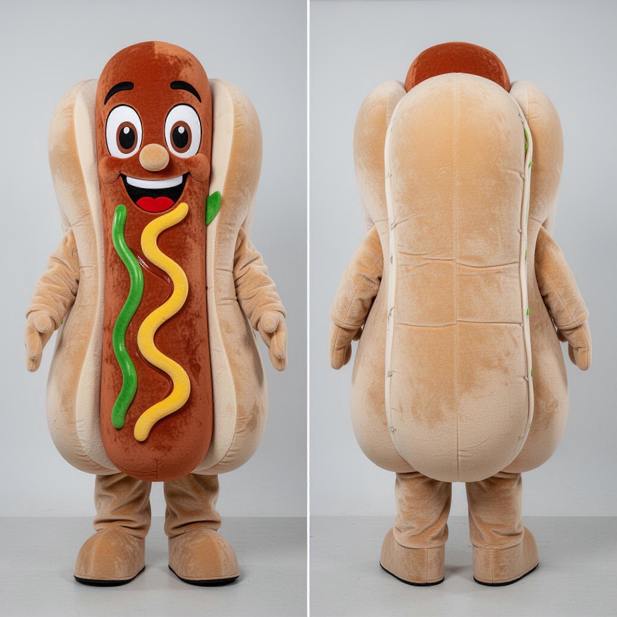 MASTICOT Beige Velvety Hot Dog Mascot