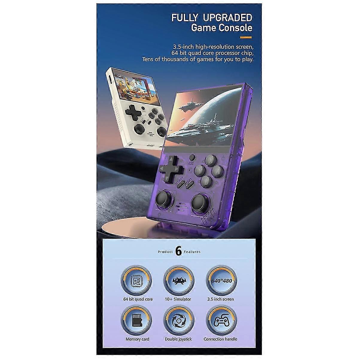 R35plus Retro Video Oyun Konsolu 64g 10.000+ Oyunlar 3.5in Ips Ekran El Oyun Konsolu Linux Sistemi Psp Ps1, b