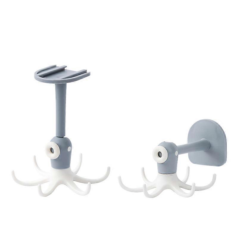 Kitchen Rotary Hook, Multi-Function Tableware Rack Heavy Self-Adhesive Wall Hook, 360 Degree Rotary Hanger (2pcs, gray)