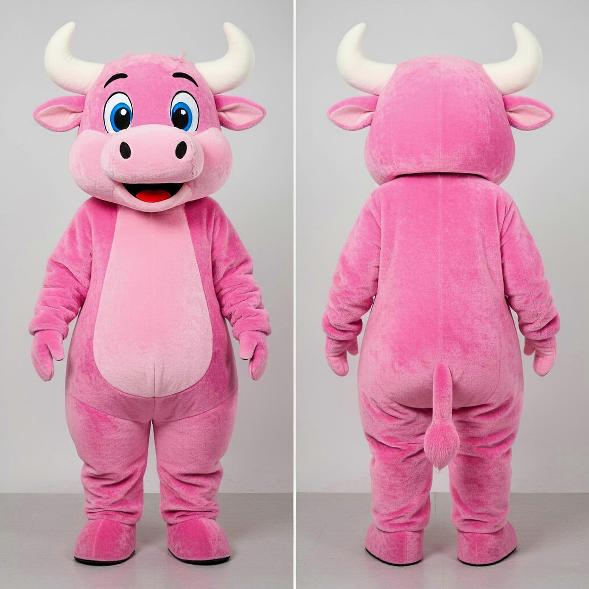 MASTICOT Pink Fluffy Bull Mascot