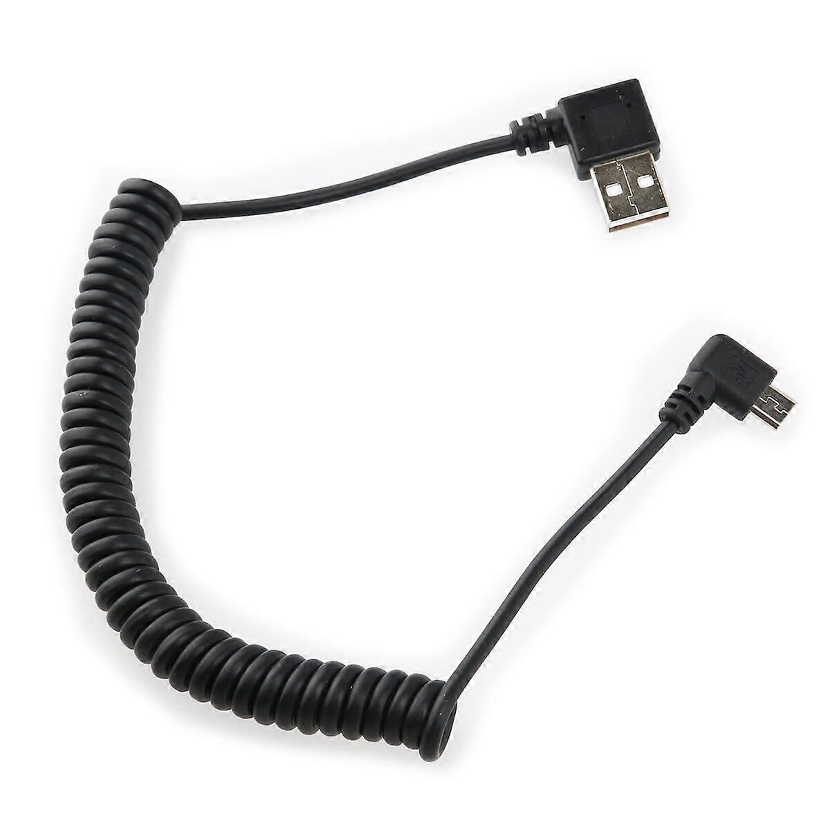 Spiral Coiled Micro USB Charging Cable Fast Charging Tangle Shielded Cord for Android Black