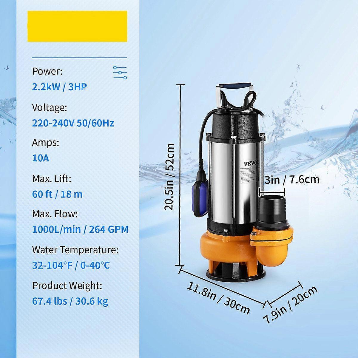 Dompelpomp - Maximaal Hefvermogen van 18m - 60.000L/U