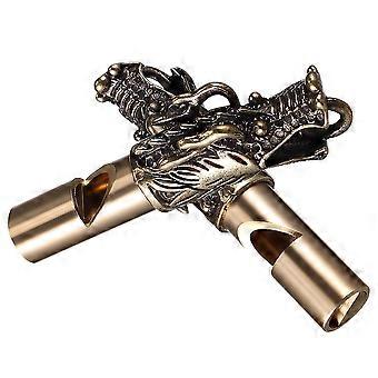 Golden Dragon Head Whistle Key Chain for Hiking Emergency 2Pcs Brass Whistles