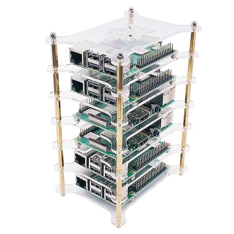 6-layers Acrylic Bone Plate Stack Clear Case Box Enclosure For Raspberry Pi 4b/3b+/3b/2b/b+(without