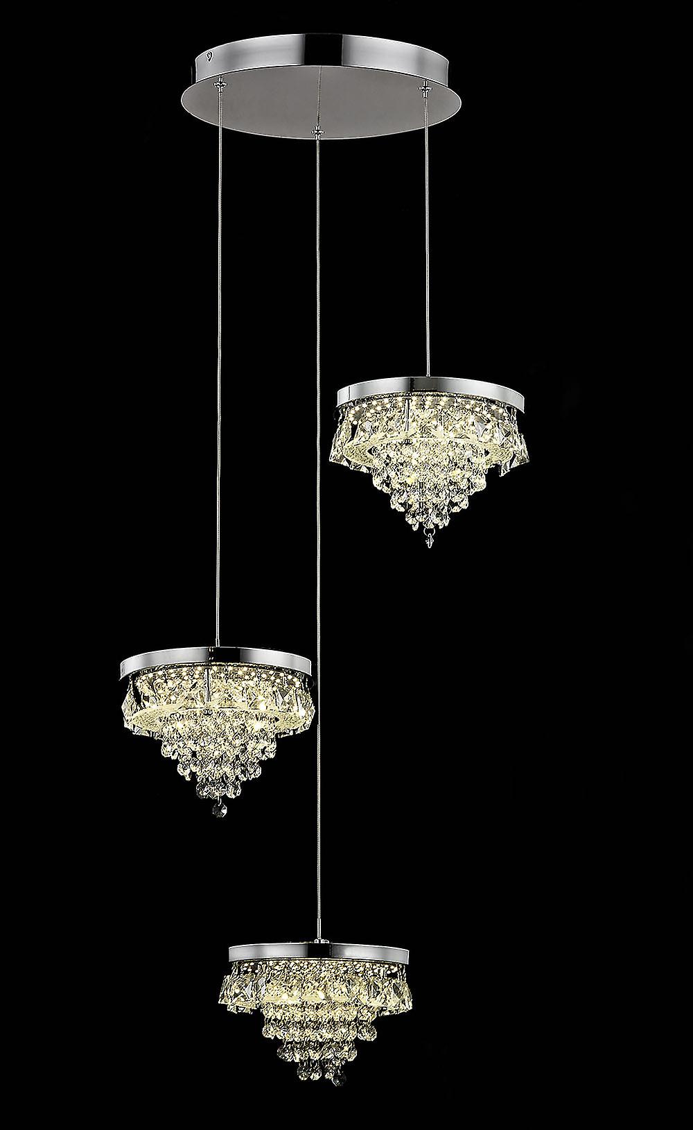 Essonne 3 Light LED Chrome Cluster Pendant Ceiling Light