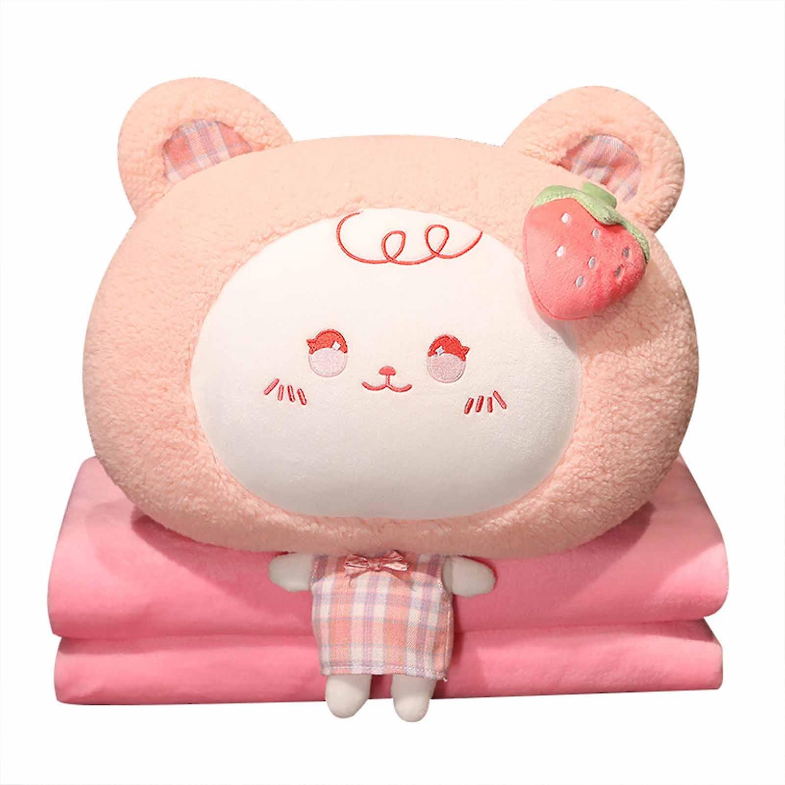 Kids Strawberry Rabbit Cat Bear Stuffed Plush Toy Pillow Blanket Lovely High-quality Plush Doll For Baby Hugging Plush Toy