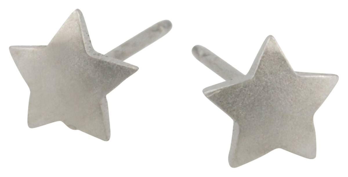 Ti2 Titanium Geometric Star Stud Earrings - Natural