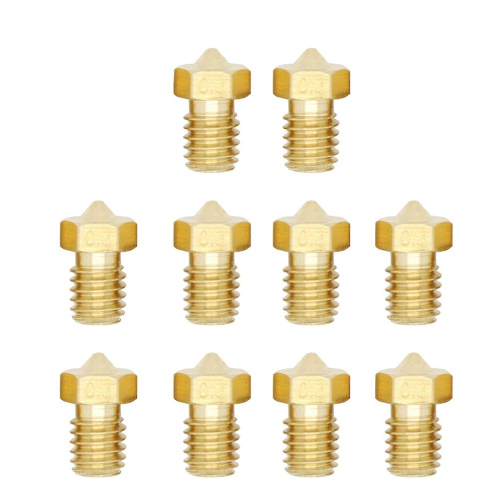 10 Pieces Brass Extruder Nozzle For 3d Printer 1.75mm 0.3mm Thread M6