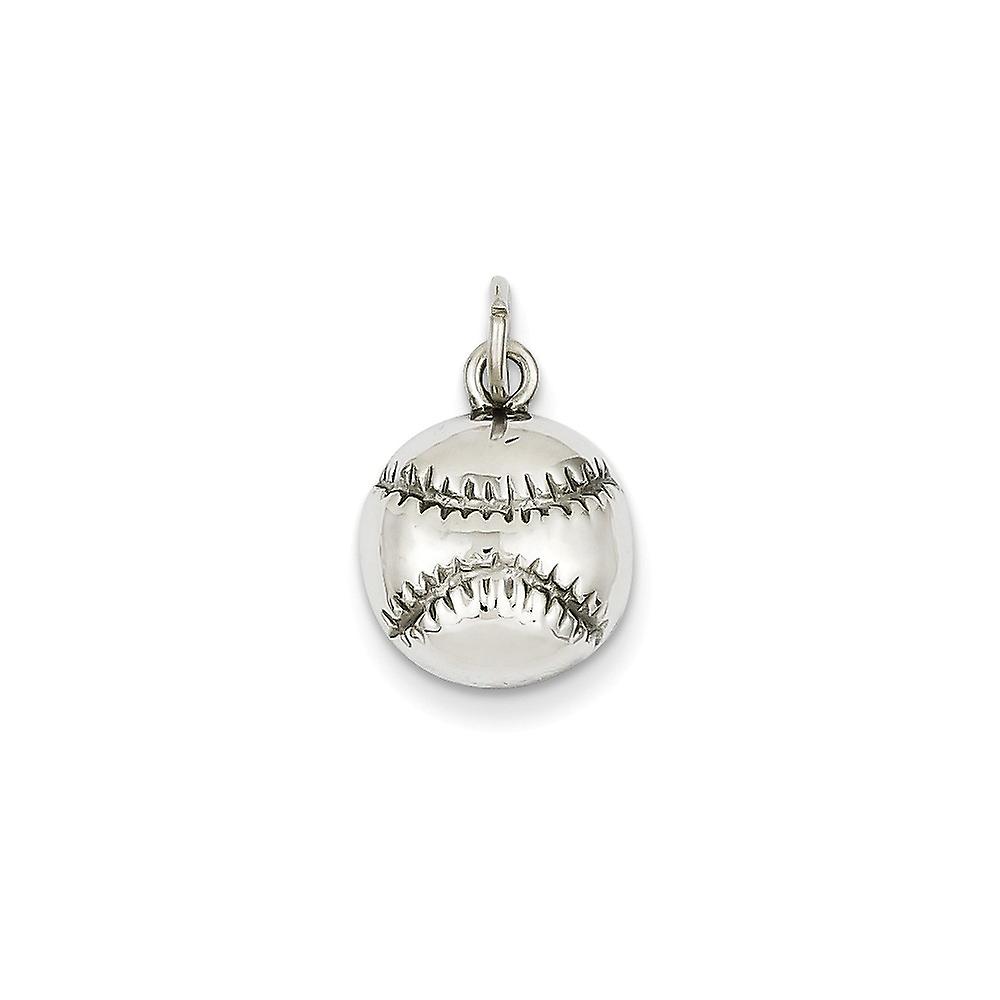 14k White Gold Polished Not engraveable Baseball Charm 20.5x12.3mm Pendant Necklace for Women