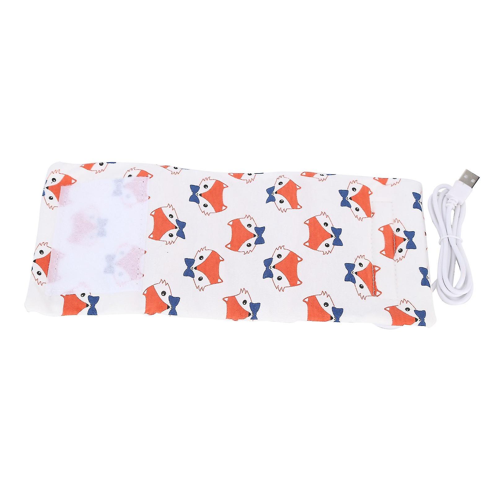Cartoon USB Portable Baby Bottle Warmer, Insulated Milk Bottle Heater Storage Bag, Fox Pattern
