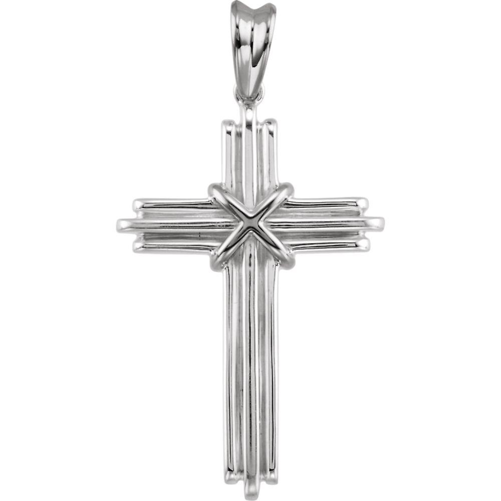 925スターリングシルバー36.75x24.5mmポリッシュ宗教信仰クロスペンダントネックレス-女性用ペンダント