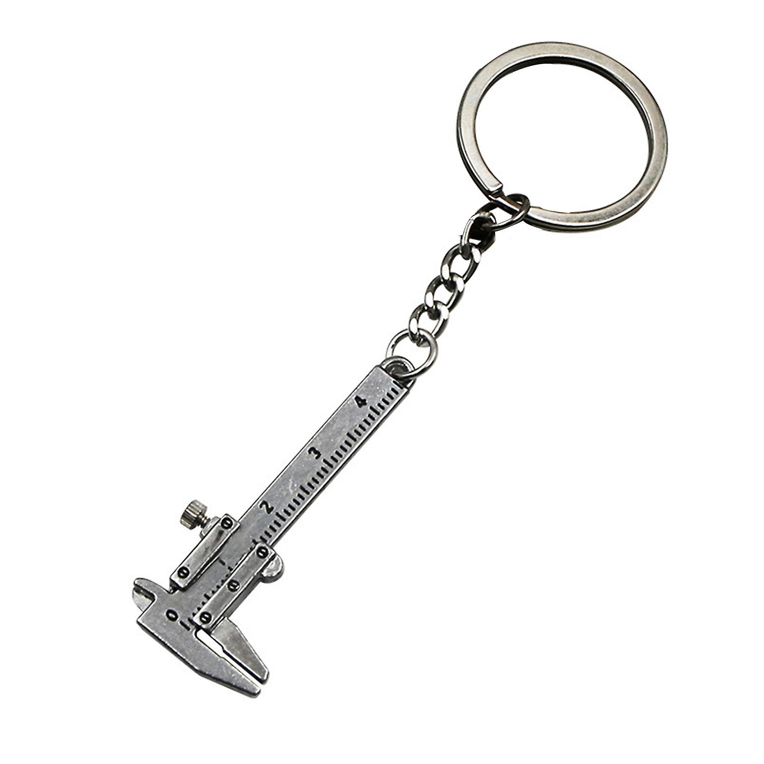 Renikh Unisex Mini Measuring Gauging Tool Pendant Key Ring Caliper Slide Ruler Keychain