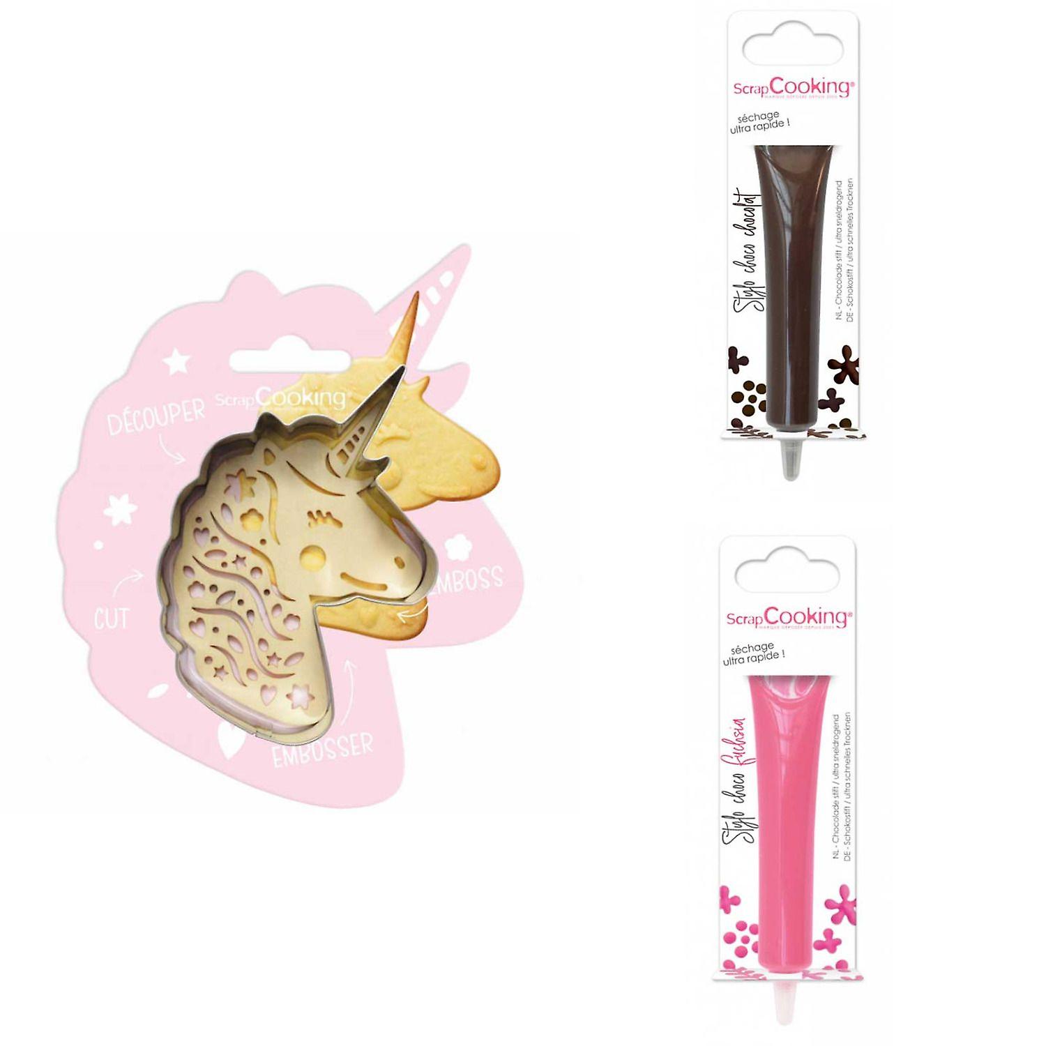 Unicorn Relief Cookie Kit + 2 ruskeaa ja fuksiasuklaakynää