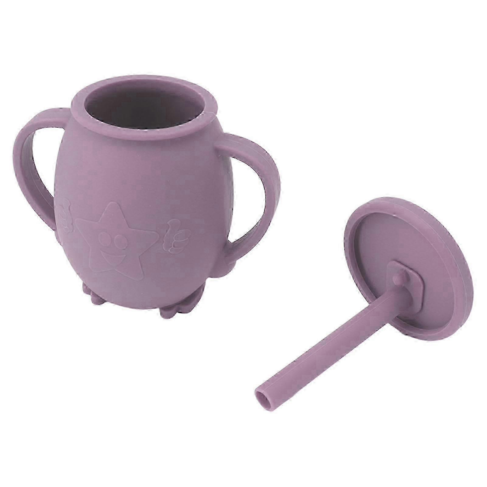 Silicone Baby Training Cup,230ml Toddler Cups Silicone Training Sippy Cups with Straw Lid Non Slip Handles Spill Proof Trainer Cup for Baby Toddler In