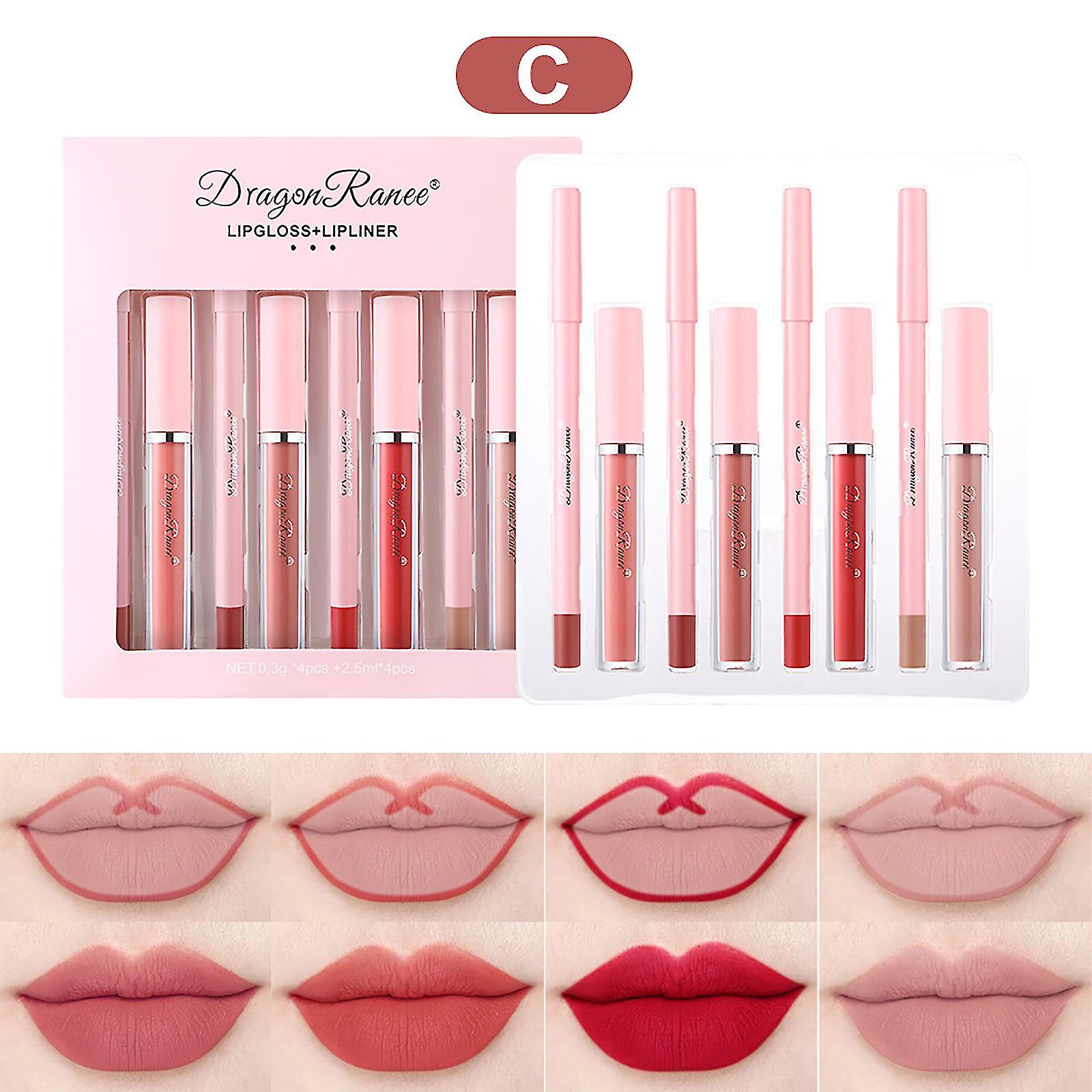 Friday 2023 Lipliner+lip Gloss Waterproof And Non Stick Pen Lips Matte Surface Line Marker Sets