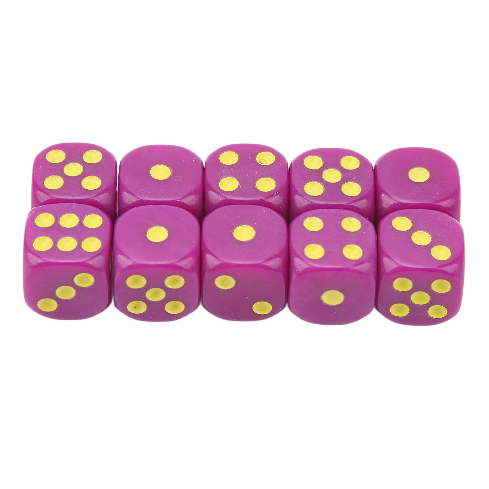 20Pcs 16mm Rounded Corner Dice 6 Sided Game Dice Set for Table Board Games Math Games Purple Yellow Dots
