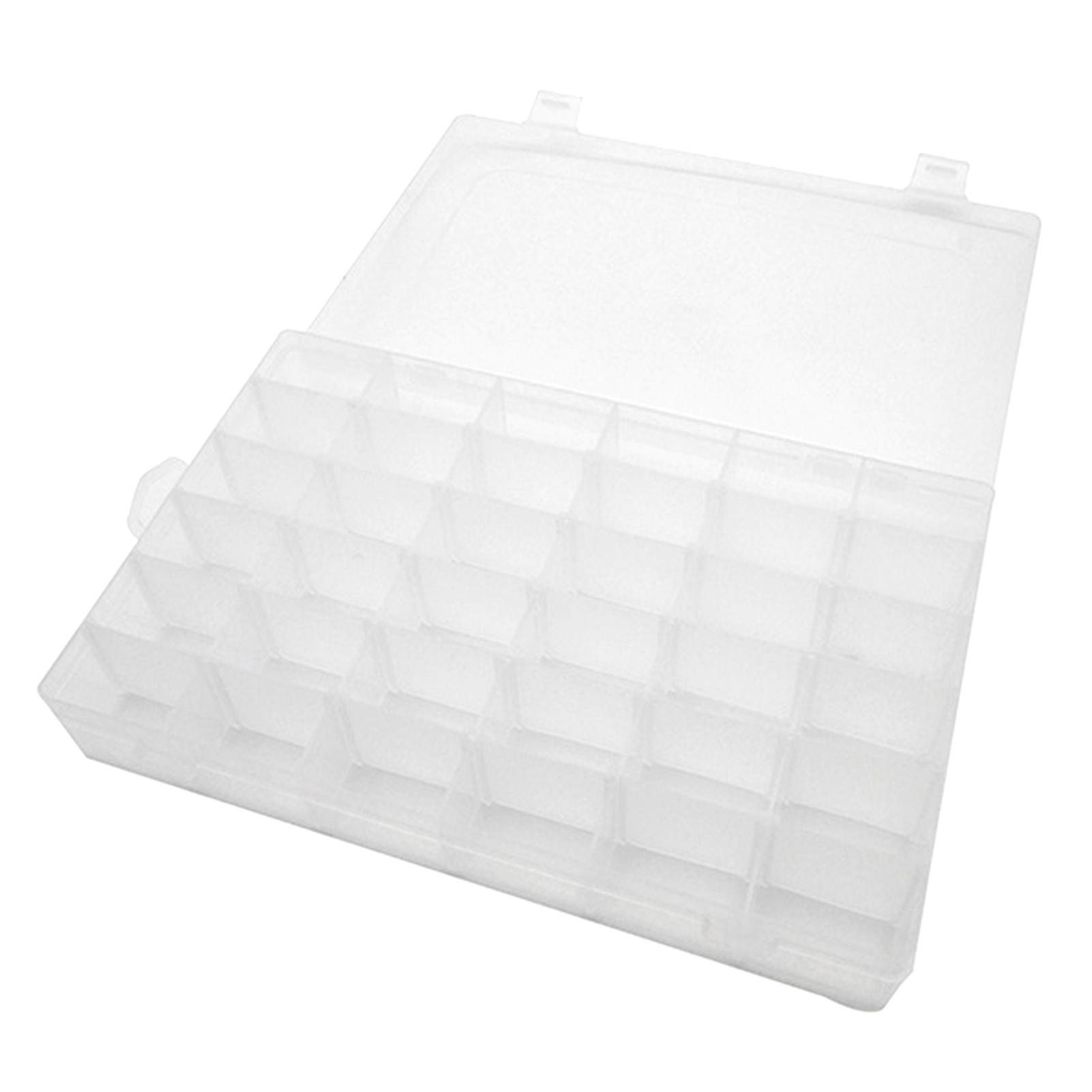 2pcs Organizer Box 36 Compartments Adjustable Grid Double Snap Clear Plastic Craft Storage Box