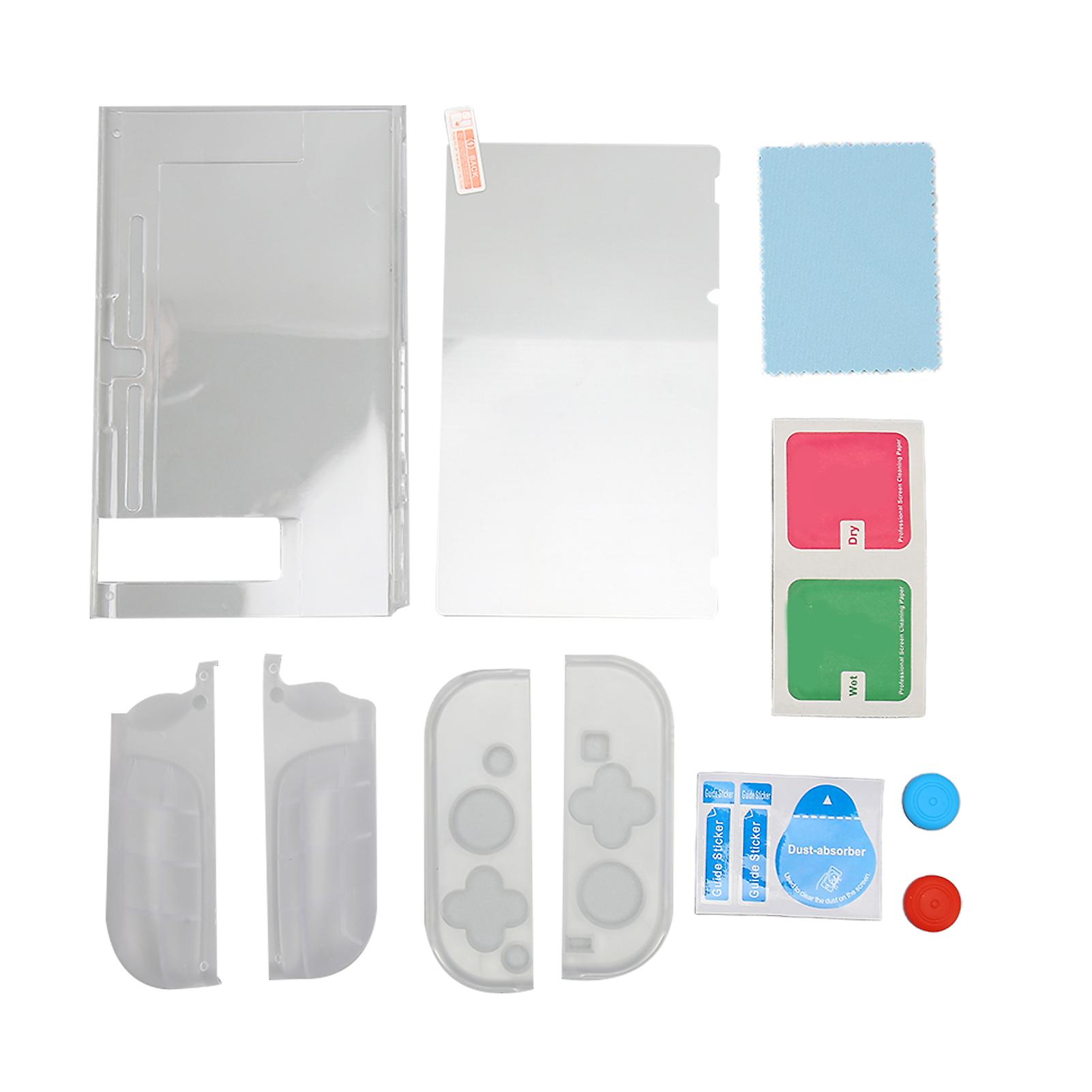 Game Console Clear Case Prevent Slip Dockable Protective Cover with Screen Protector for Switch for JoyCon Controller