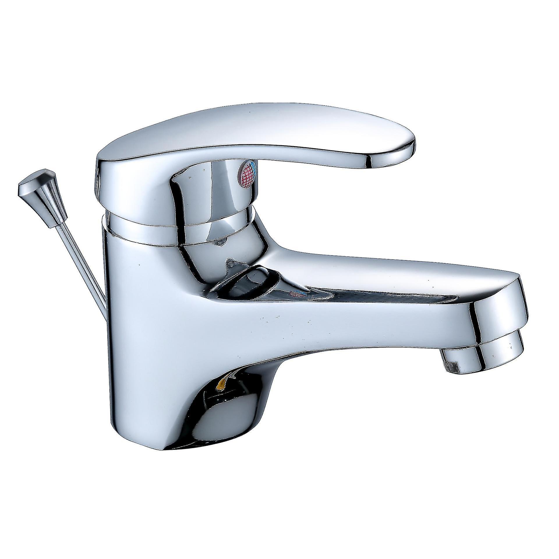 シングルレバー洗面混合水栓(排水口付き)、クローム仕上げのバスルーム用蛇口、真鍮製蛇口、取り外し可能なエアレーター付き