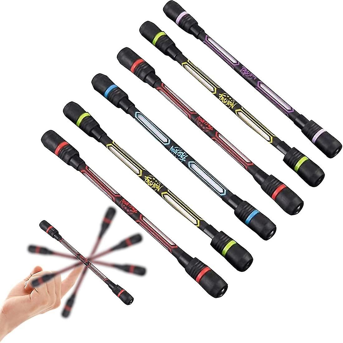 6個のスピニングペンローリングフィンガー回転ペン滑り止めコーティング7.5インチスピニングボールペンウェイ