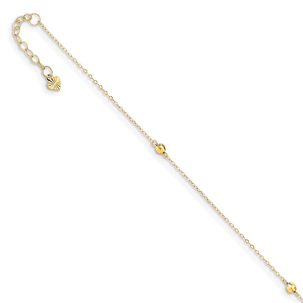 2,5 mm 14 carats solide or jaune miroir perles plus 1 pouce extension cheville-cheville pour femmes - longueur : 9 à 10