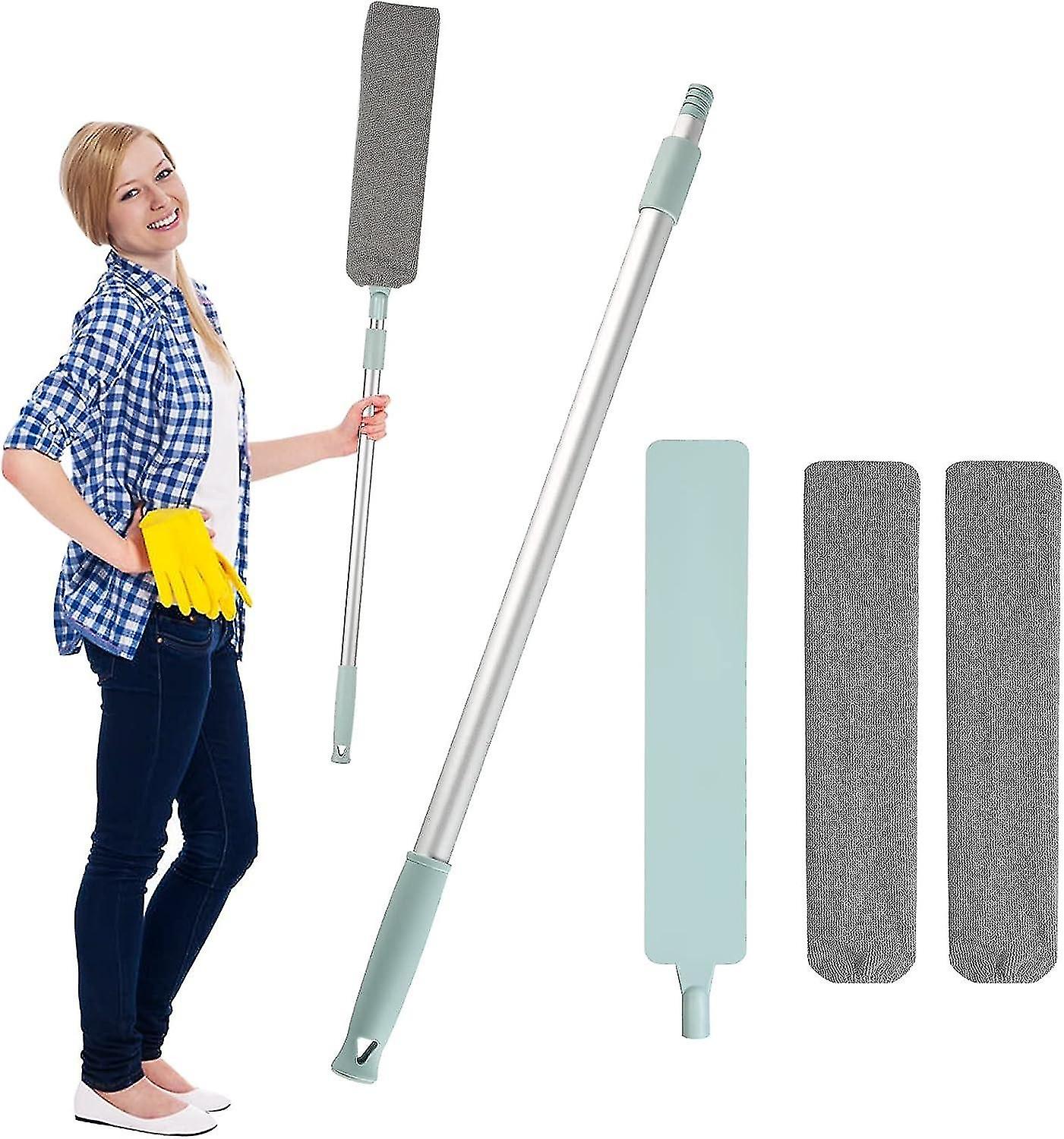 Bedside Duster Brush, Telescopic Microfiber Duster Extension, Foldable and Dusters for Cleaning Cobw