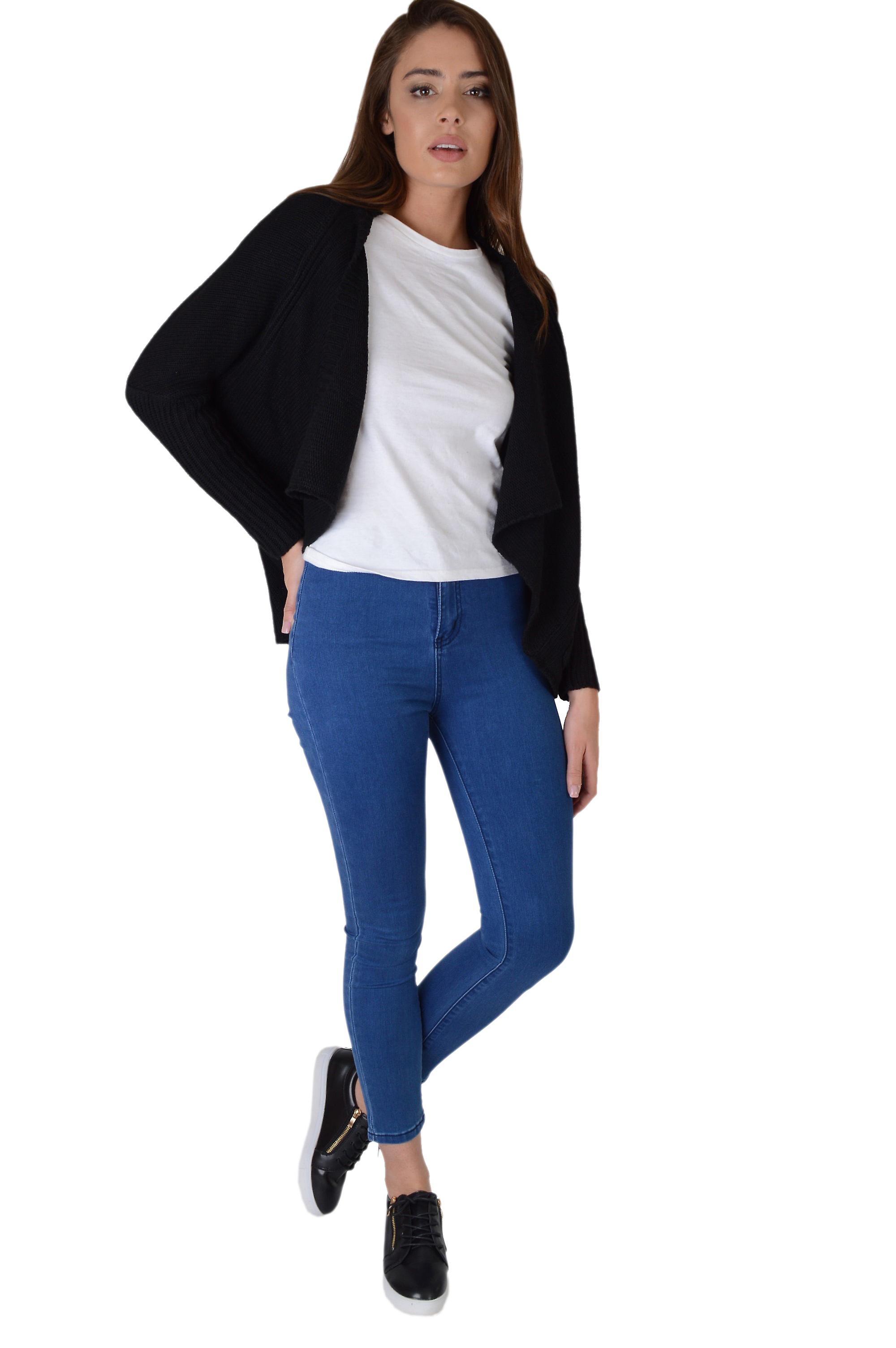 Lovemystyle Thick Waterfall Cardigan In Jet Black