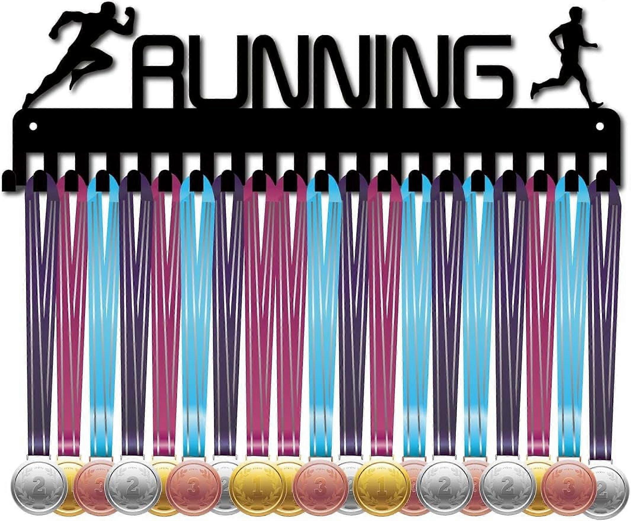 1Set Running Medal Holder Display Hanger Rack Sports Metal Wall Mount with 20 Hooks Hang Over 60 Medals Home Badge