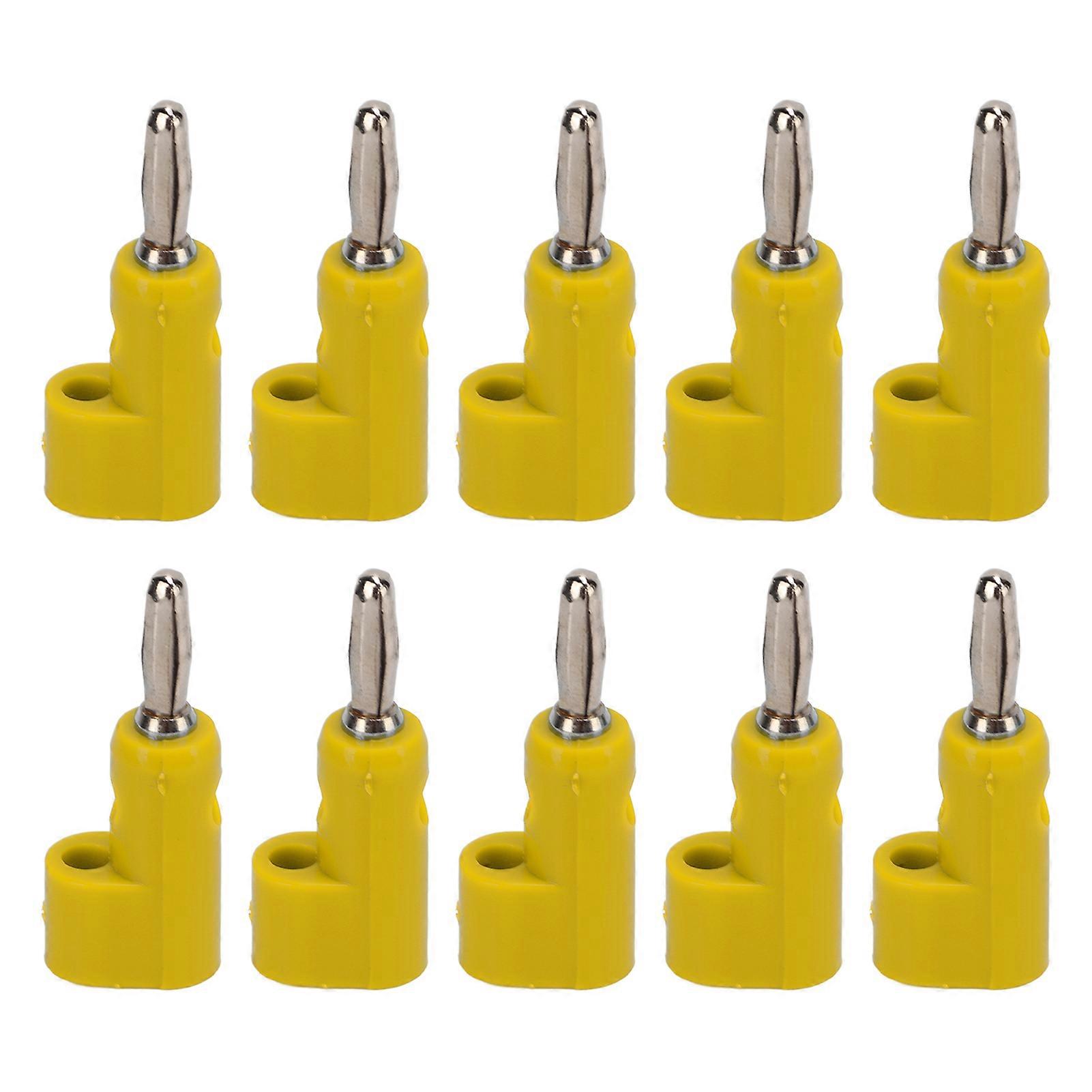 10Pcs/Set 4mm Solderless Banana Plug Stackable Open Screw 30V AC?60V DC Maximum 24A for Electronics Industrial EquipmentYellow