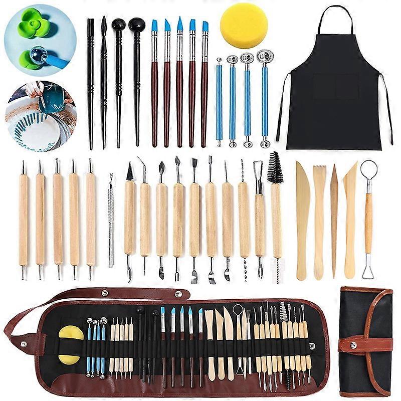Pottery Tools 37 Piece Set With Apron Clay Sculpting Knife Silicone Indentation Pen Stoneware Clay Tools