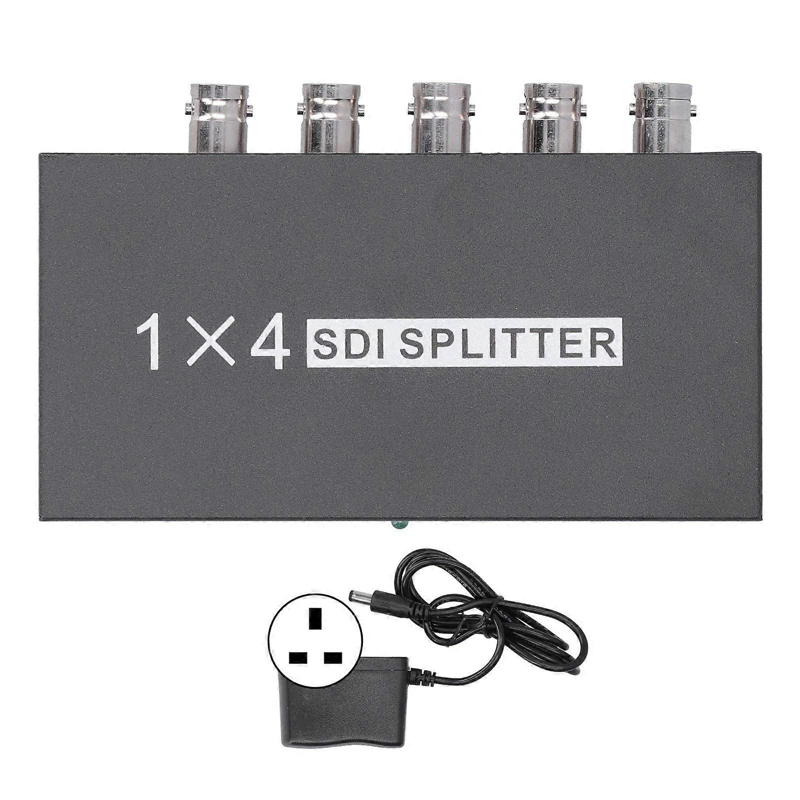 100240v F214 Sdi Splitter 1x4 1 In 4 Out Supports Sd/hd/3gsdi Repeater Extender(prise Uk )