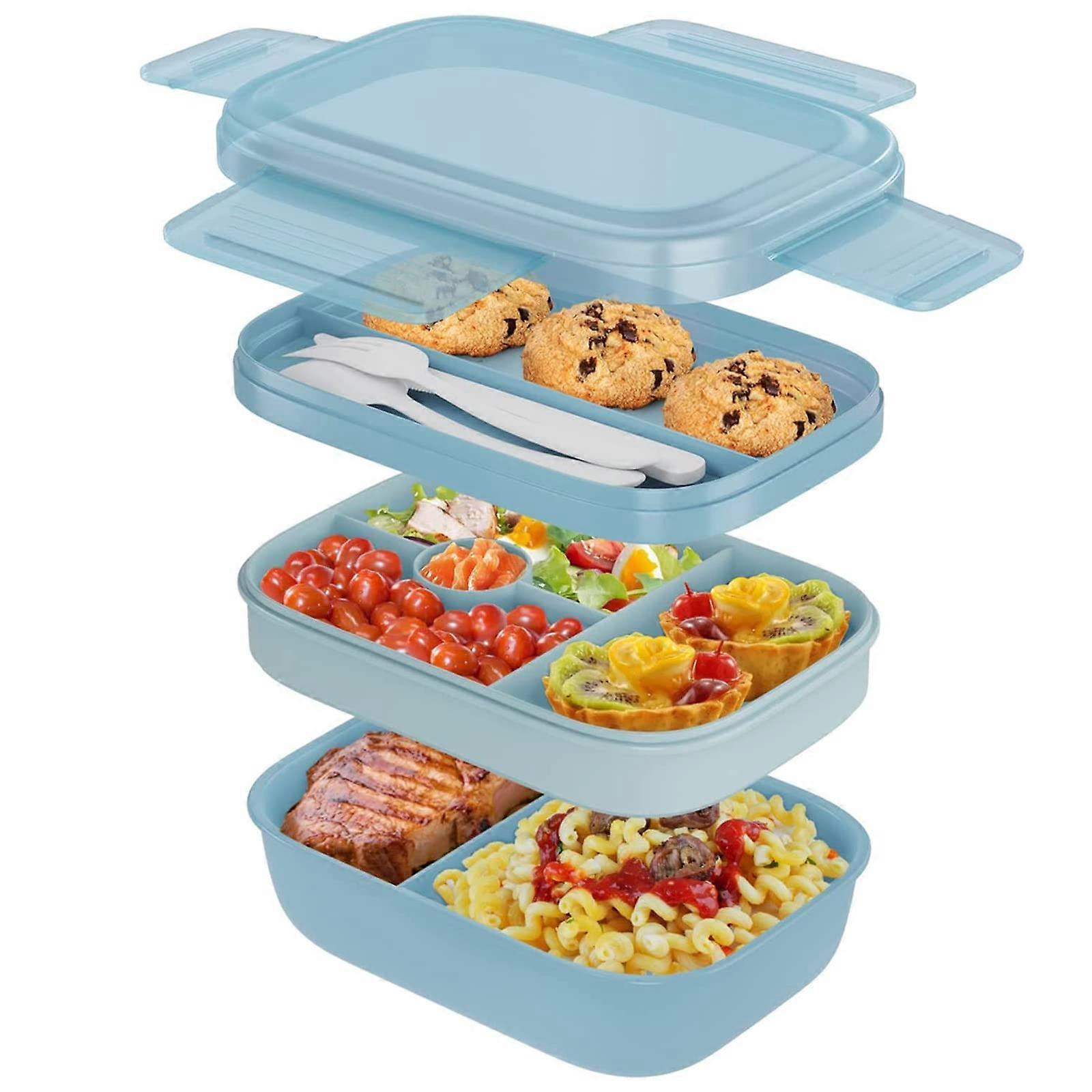 Lunch box with compartments for adults, 1900 ml lunch box for adults with 5 compartments, lunch box, sustainable, snack box with cutlery, BPA-free lun