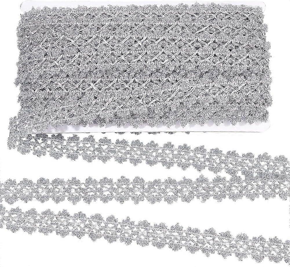 20Yards Metallic Braid Trim Sliver Flower Shape Lace Ribbon 1 Embellishment Lace Trim