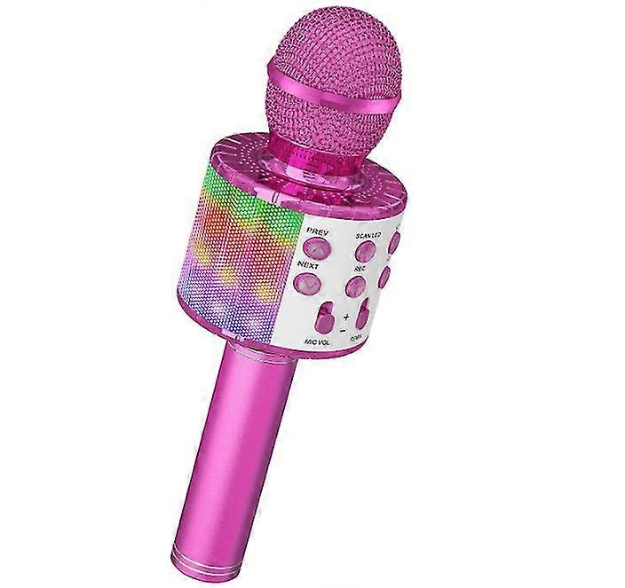 Wireless Microphone, Bluetooth Dancing LED Lights Handheld Portable Speaker Karaoke Machine, Home KTV Player with Record Function, Compatible with And