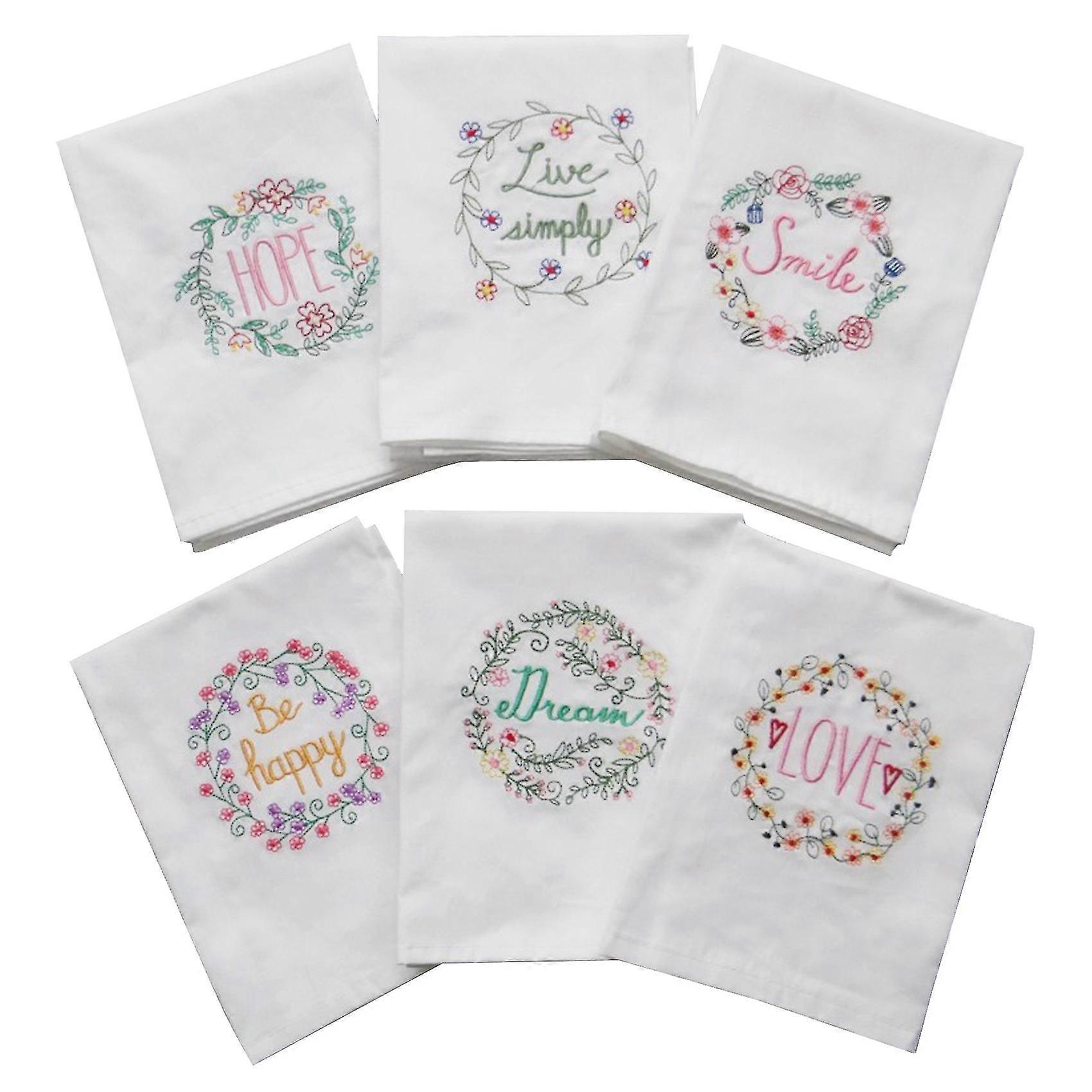6pcs brodé serviette de table torchon pour fête de mariage absorbant coton maison serviettes de table Kitch