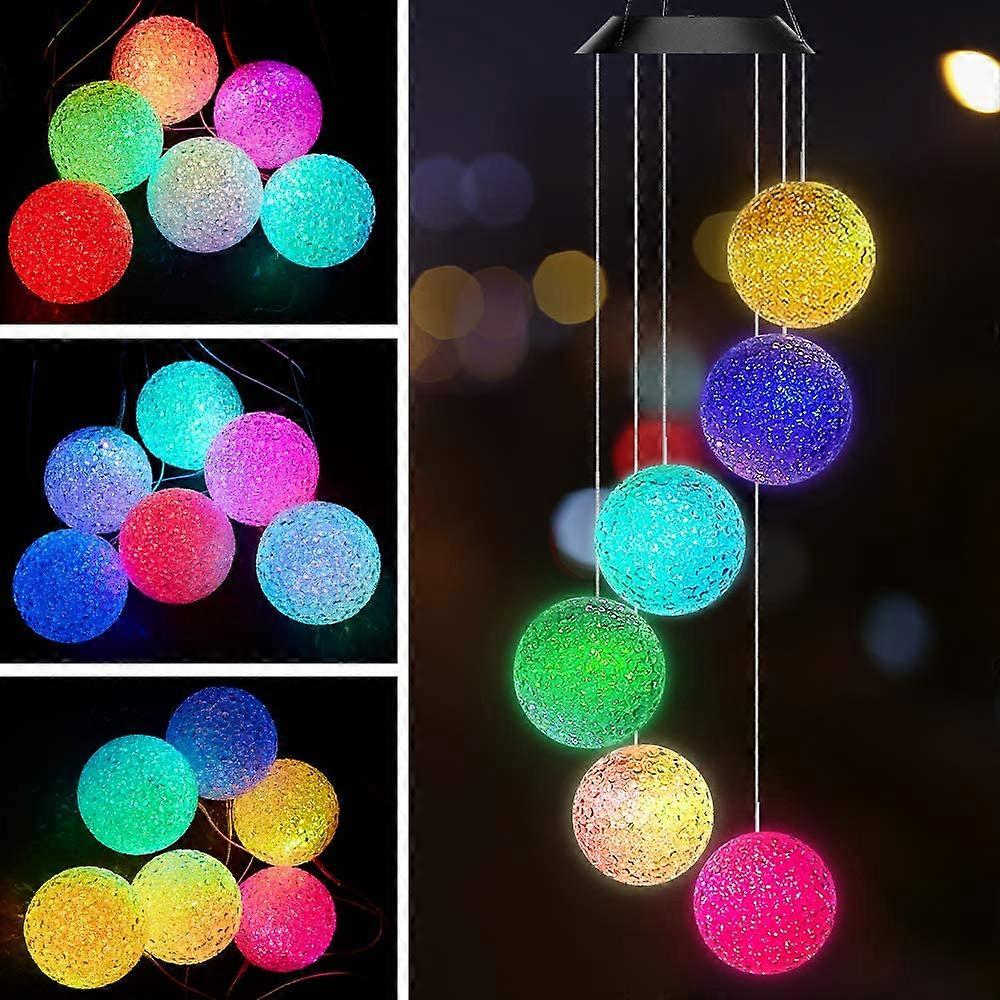 Nirvana Solar Powered Wind Chime Color Changing Crystal Ball Wind Chime Portable Waterproof Outdoor Wind Chime Light for Patio Yard Garden Home