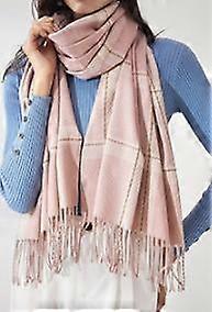 1kpl vaaleanpunainen talvimakea ruudullinen lämmin huivi