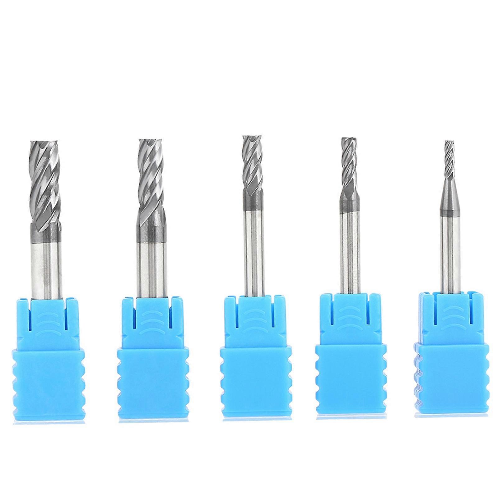 5pcs Tungsten Carbide Thread 4-flute Milling Cutter Tool End Mill Set Tools Accessories YEMAA
