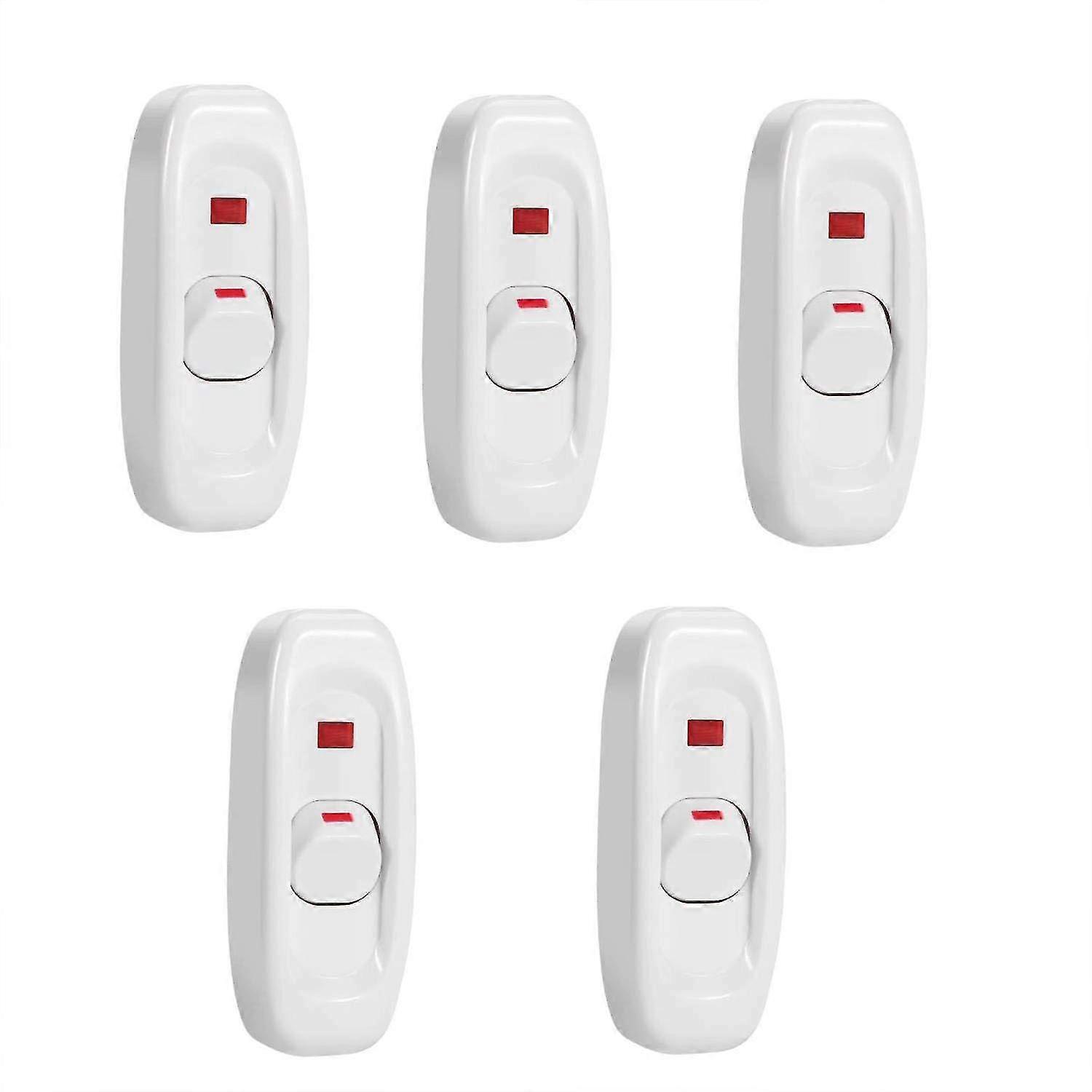 Line Light Switch,5 Pcs Ac 250v 10a Compact On/off Rocker Toggle Led Cord Light Control(white)