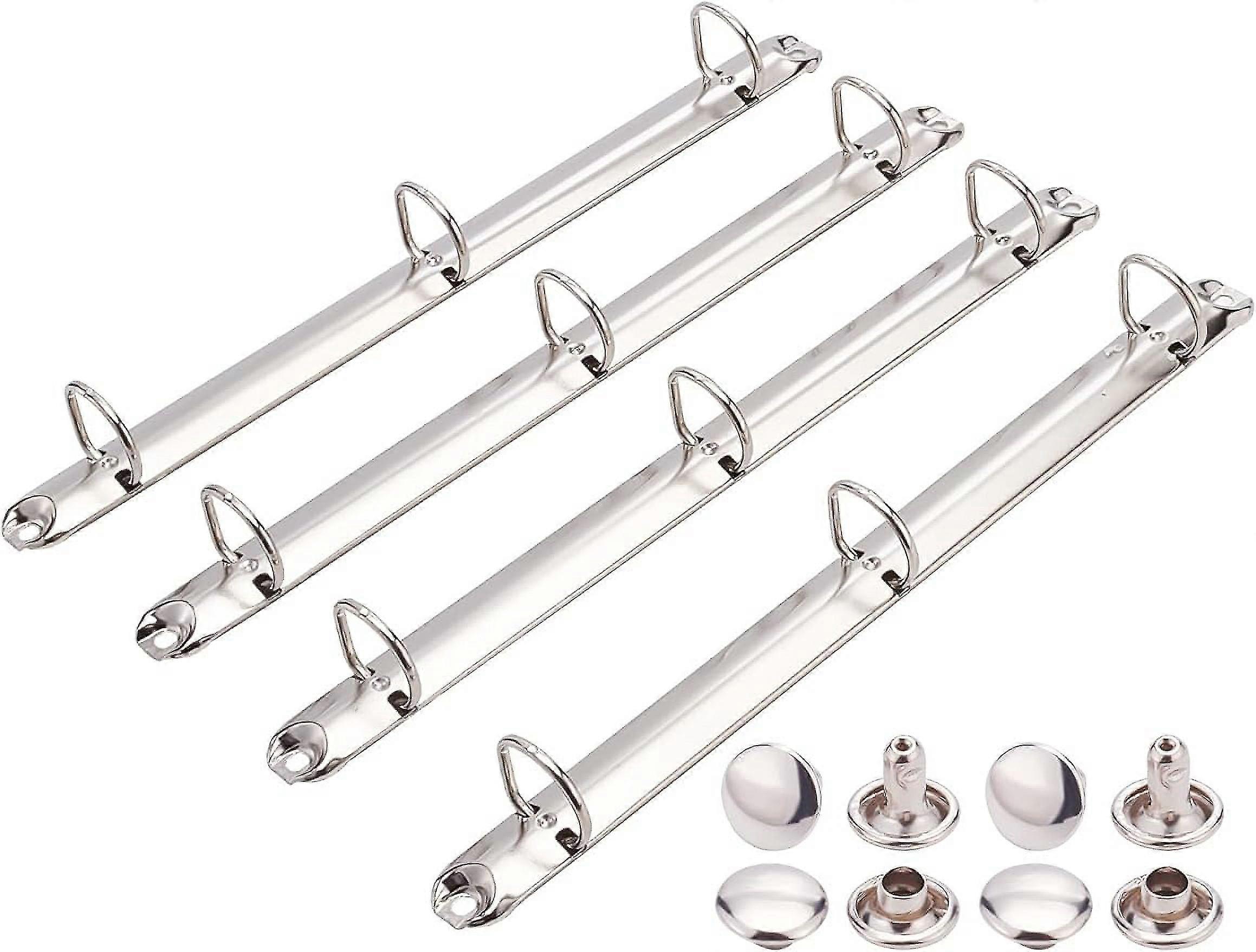 4Pack Stainless Steel A4 Notebook 3-Ring Binder Mechanism D Rings Loose Leaf Binding Spines Combs for Organizers Planners