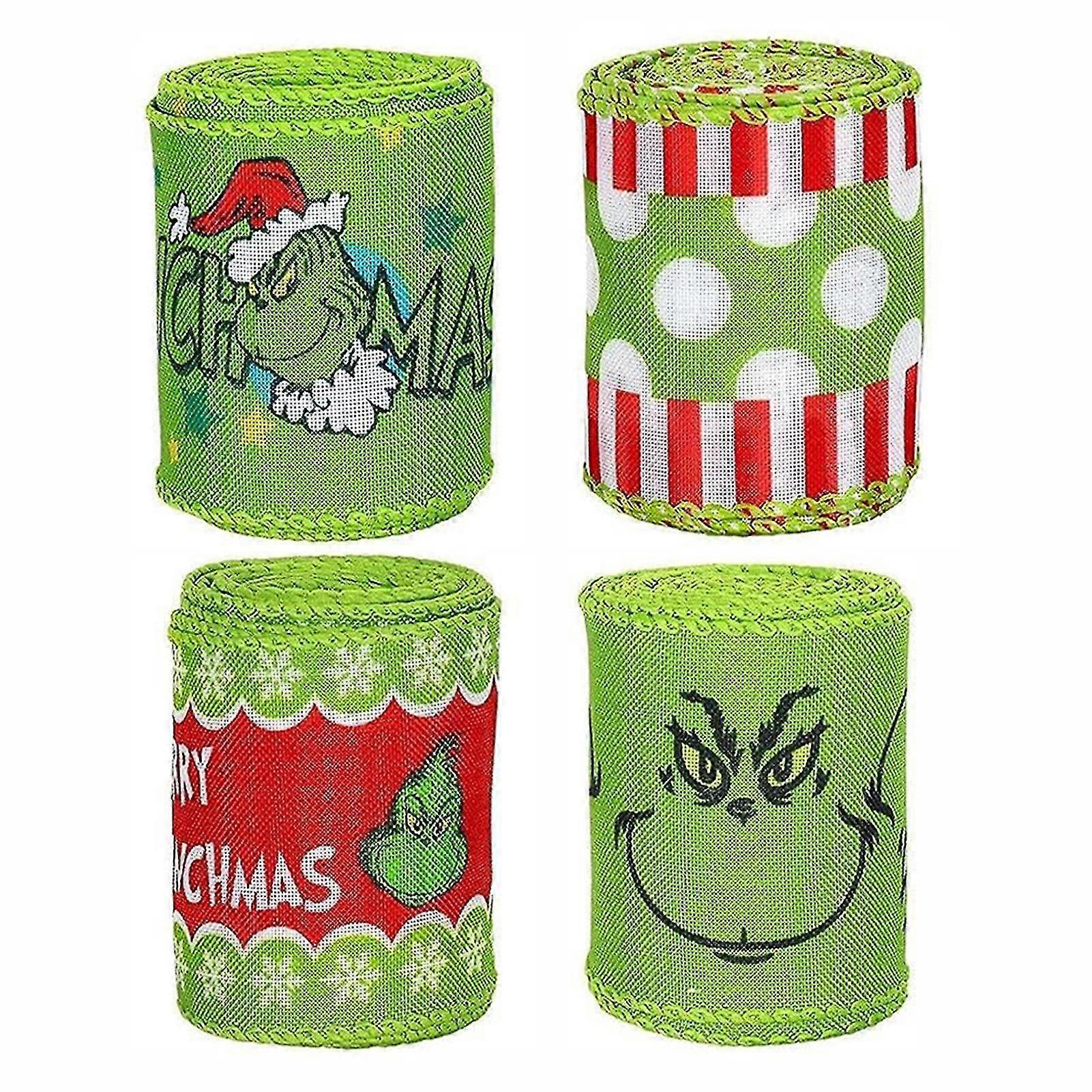 4pcs Green Haired Devil Christmas Ribbon Set Mutilplace Using Hanging Decor For Tree Door Wall
