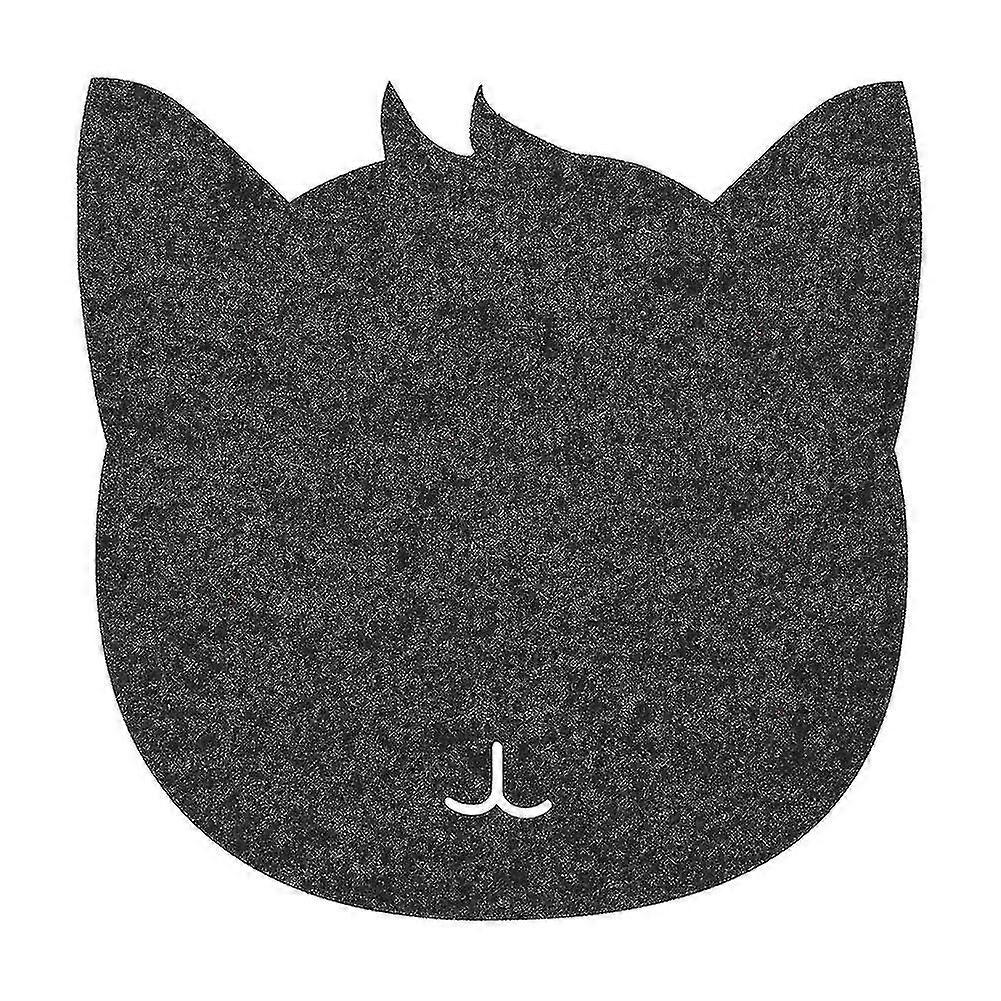 Anti-Static Dark Gray Cat-Shaped Felt Mouse Pad for Office Desk